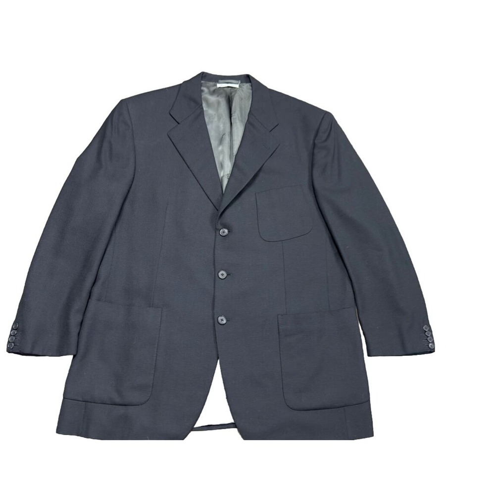 Belvest Nailhead‎ Woven Solid Black Sport Coat Blazer  Super 120 S Wool 46L